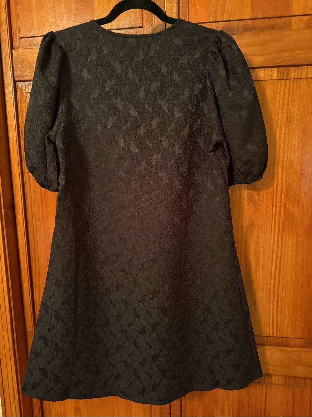 Mary Square Lana Dress
Black Lace Puff-Sleeve A-Line Dress with Tie Neck - Picture 6 of 7